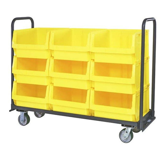 Magnum Tote Truck 18x60 Yellow with Bins - Material Handling Cart - Image 1