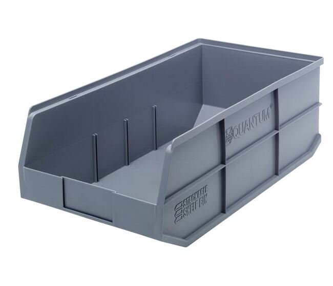 Gray Stackable Shelf Bin 20-1/2" x 11" x 7" - Image 1
