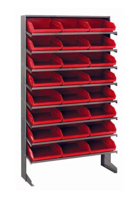 Heavy Duty Single Side Pick Rack with 24 Red Bins - Image 1