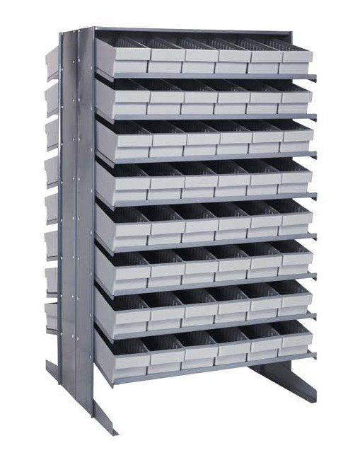 Heavy Duty Double Sided Pick Rack with 48 Gray Bins - Image 1