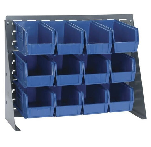 Industrial Grade Bench Rack with 12 Blue Bins - Material Handling Pick Rack - Image 1