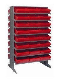 Heavy Duty Double-Sided Pick Rack with 48 Red Bins