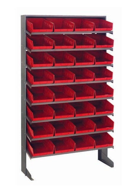 Heavy Duty Single Side Pick Rack with 32 Red Bins - Image 1