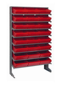 Heavy Duty Single Side Pick Rack with 24 Red Bins