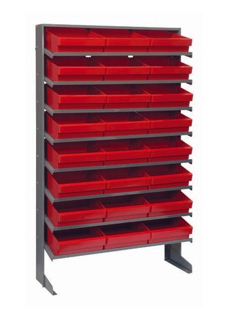 Heavy Duty Single Side Pick Rack with 24 Red Bins - Image 1
