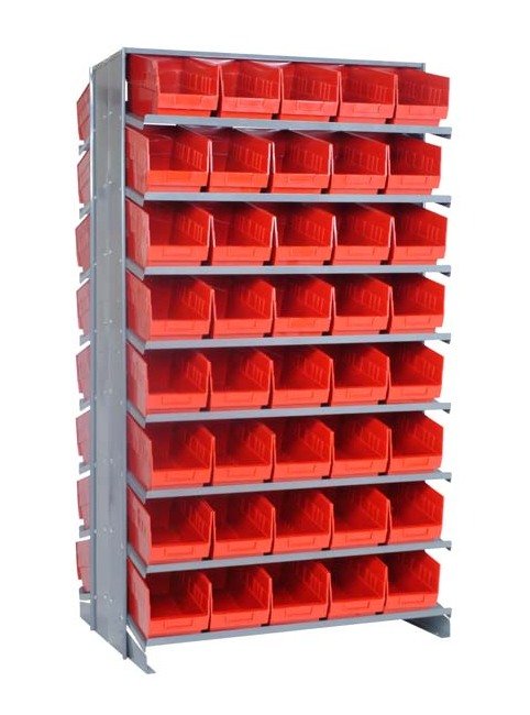 Heavy Duty Double Sided Pick Rack with 80 Bins - Red - Image 1