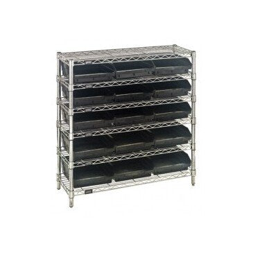 Quantum Stationary Wire Shelving Unit with 15 Conductive Bins - Image 1