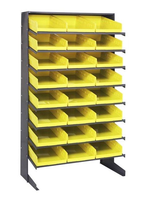 Heavy Duty Single Sided Pick Rack with 24 Yellow Bins - Image 1
