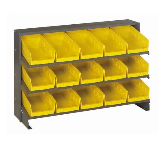 Heavy Duty Steel Shelving Unit with 15 Yellow Bins - Image 1