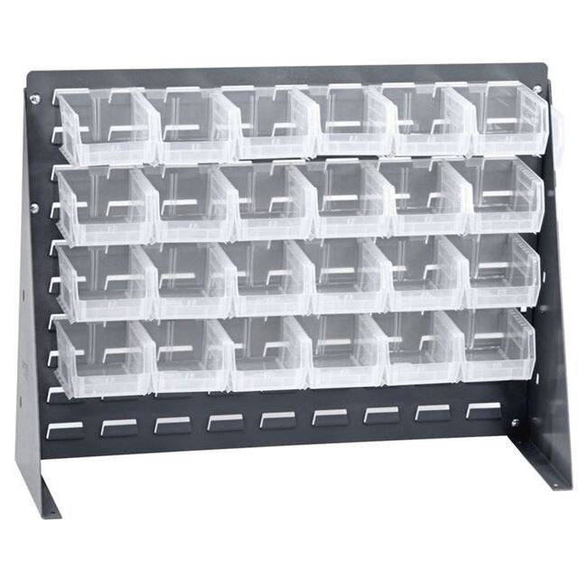 27X21 Bench Rack with 24 Clear Bins - Image 1