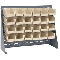 Material Handling Bench Rack with 24 Ivory Bins - 27-Inch Width