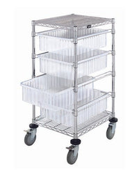 4-Level Bin Cart with 4 Clear Dividable Grids