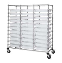 Clear Triple Bay Bin Cart with Dividable Grids