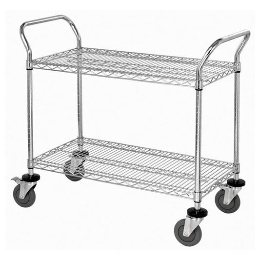 Chrome Wire Utility Cart with 2 Shelves - Image 1