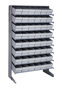 Industrial Heavy Duty Shelving Unit with 48 Gray Bins