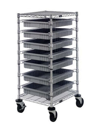 Gray Wire Bin Cart with Dividable Grids