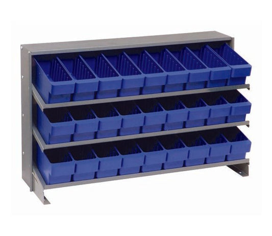 Heavy Duty Steel Shelving Unit with 27 Blue Bins - Image 1