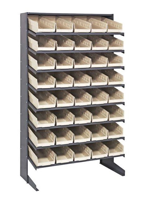 Industrial Grade Heavy Duty Shelving Unit with 40 Ivory Bins - Image 1