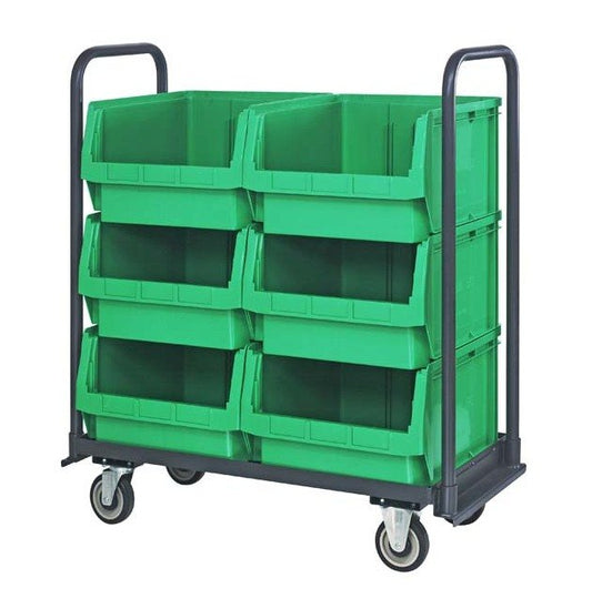 Green Magnum Tote Truck 18x42 with Bins - Material Handling Cart - Image 1