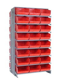 Heavy Duty Double Sided Pick Rack with 48 Red Storage Bins