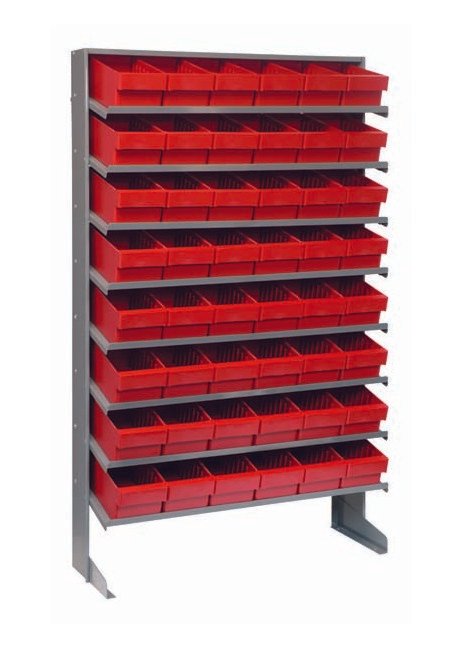 Heavy Duty Single Side Pick Rack with 48 Red Bins - Image 1