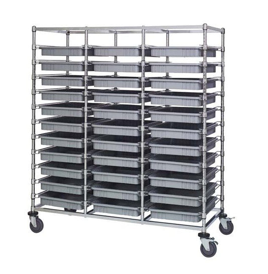 Gray Triple Bay Bin Cart with Dividable Grids - Image 1