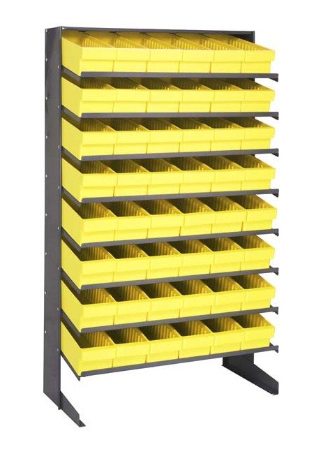 Heavy Duty Steel Single Sided Pick Rack with 48 Yellow Bins - Image 1