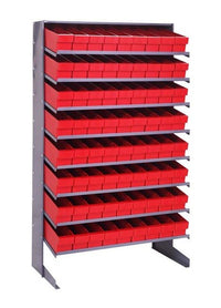 Heavy Duty Single Sided Pick Rack with 72 Red Bins