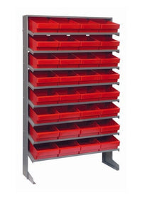 Heavy Duty Shelving Unit with 32 Red Bins