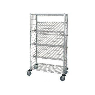 Heavy-Duty Wire Cart with Slant Shelves & Enclosure Panels - Image 1