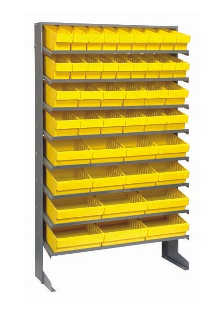Heavy Duty Steel Shelving Unit with 44 Yellow Bins - Image 1