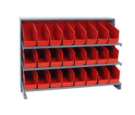 Heavy Duty Steel Shelving Unit with 24 Bins - Red - Image 1