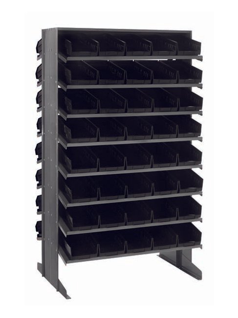 Industrial Strength Double Sided Pick Rack with 80 Black Bins - Image 1