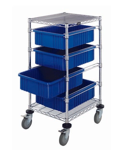 Heavy-Duty Wire Bin Cart with Dividable Grids - Image 1