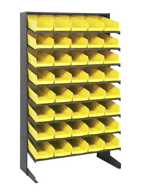 Heavy Duty Shelving Unit with Single Sided Pick Rack and 40 Yellow Bins - Image 1