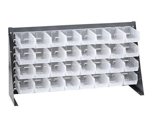 Large Clear-View Bench Rack with 32 Storage Bins - 36 x 19 - Image 1