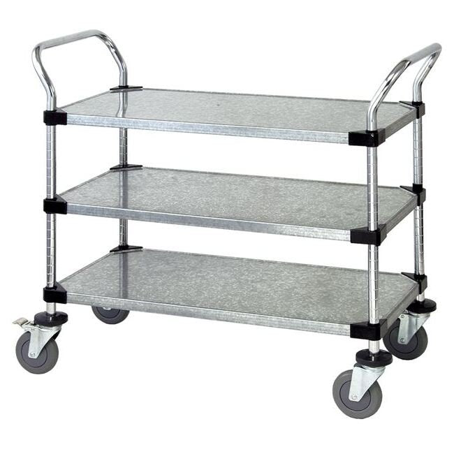 Galvanized Steel 3-Shelf Utility Cart - Image 1
