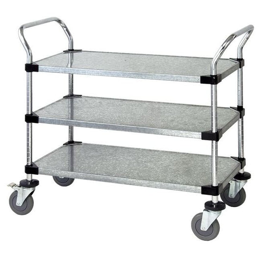 Galvanized Steel 3-Shelf Utility Cart - Image 1
