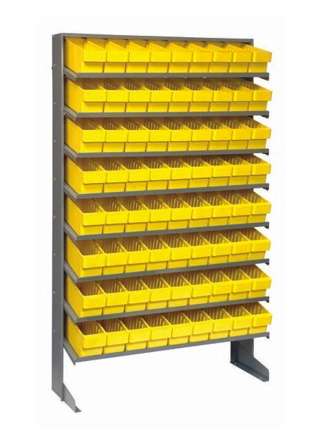 Heavy Duty Single Side Pick Rack with 72 Yellow Storage Bins - Image 1