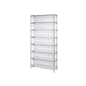 Quantum Clear-View Wire Shelving Unit with 49 Bins - Image 1