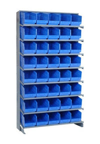 Heavy Duty Shelving with Single Sided Pick Rack and 40 Bins, Blue