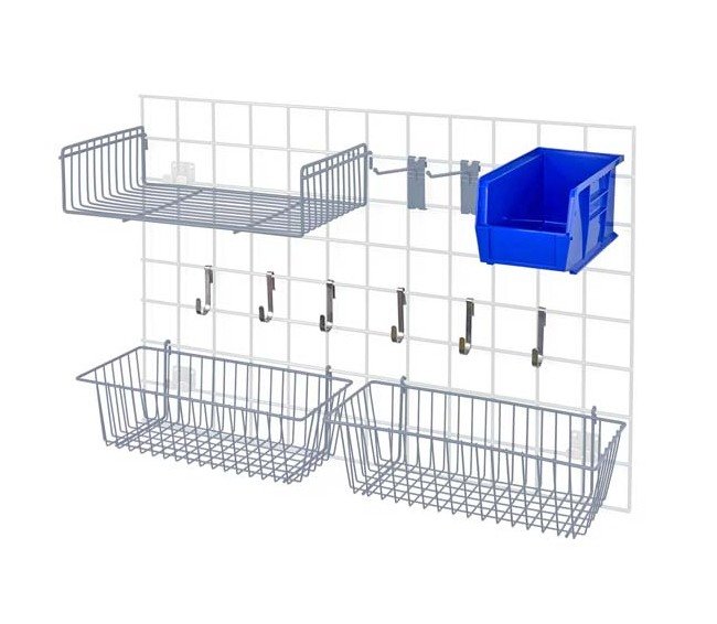 Grid Storage Accessory Pack with Blue Bin in Gray Epoxy Finish - Image 1
