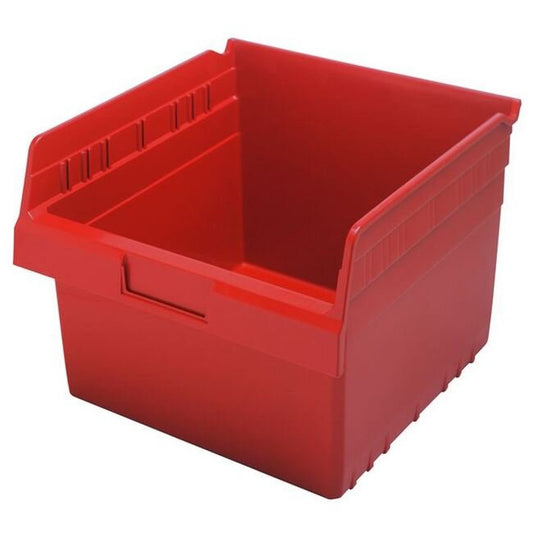 Durable Red Shelf Bin - 11-5/8in x 11-1/8in x 8in - Image 1
