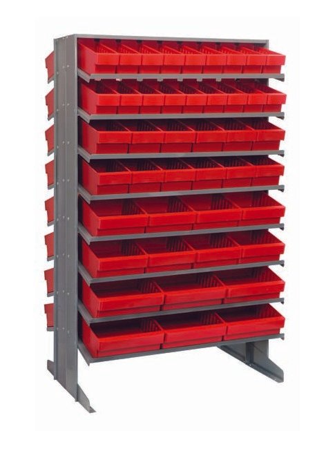 Heavy Duty Double Sided Pick Rack with 88 Red Bins - Image 1