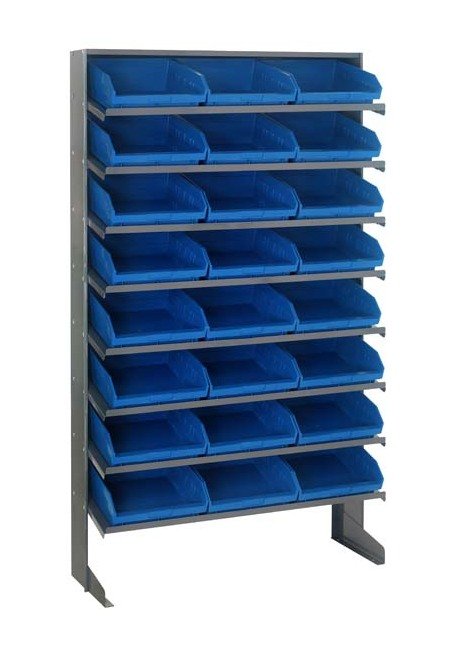 Durable Heavy Duty Shelving Unit with 24 Blue Bins - Image 1