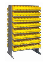 Industrial Grade Double Sided Shelving Unit with 144 Yellow Bins