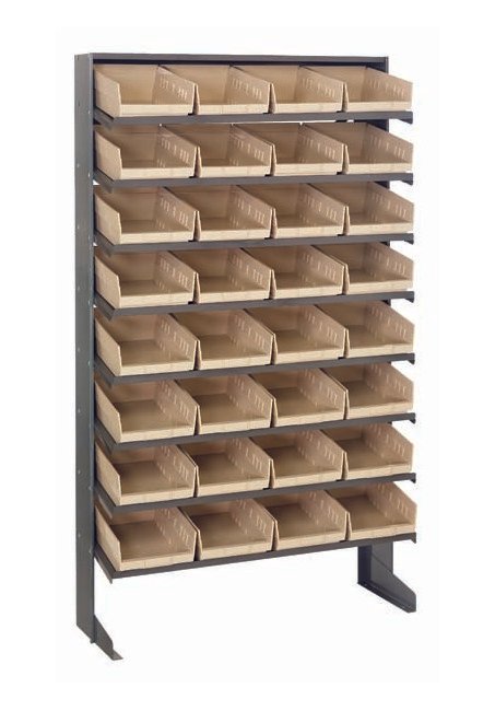 Industrial Heavy Duty Single Sided Pick Rack with 32 Ivory Bins - Image 1