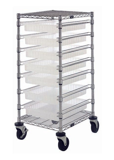 Modular Wire Bin Cart with Dividable Grids - Chrome Finish - Image 1