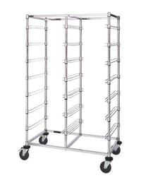 Modular Double Bay Bin Cart - 14 Shelves, Chrome Finish