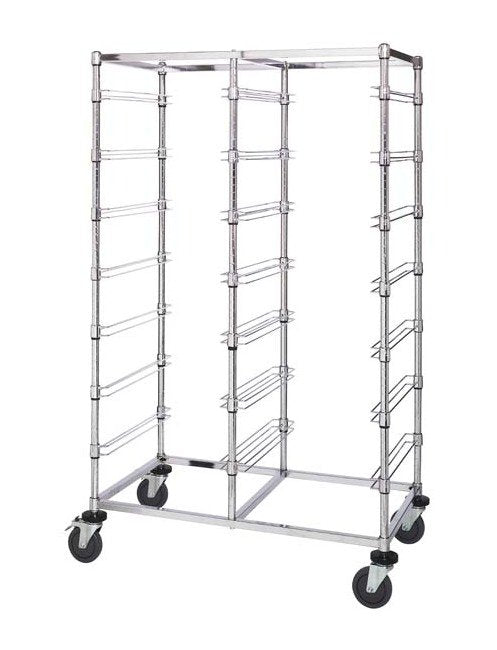 Modular Double Bay Bin Cart - 14 Shelves, Chrome Finish - Image 1